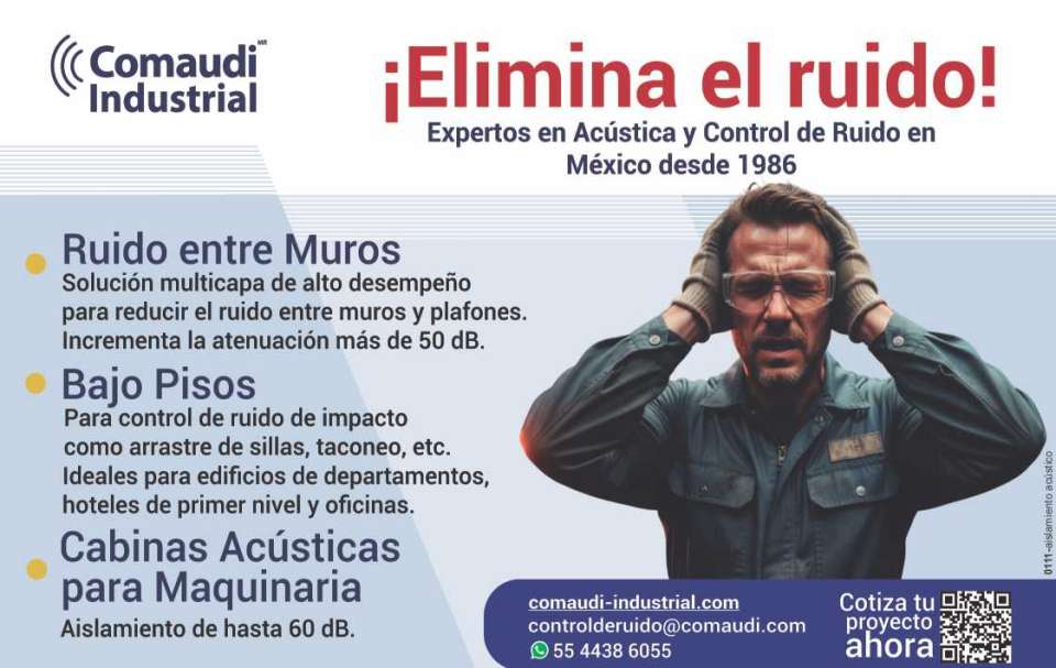 Elimina el ruido. Somos expertos en acustica y control de ruido en Mexico desde 1986. Ruido entre muros, bajo pisos, cabinas acusticas para maquinaria Elimina el ruido. Somos expertos en acustica y control de ruido en Mexico desde 1986. Ruido entre muros, bajo pisos, cabinas acusticas para maquinaria