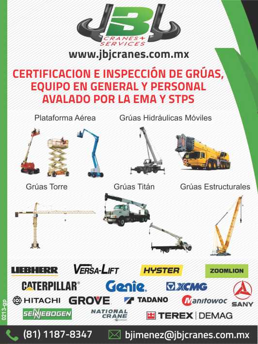 Certificacion e Inspeccion de Gruas, Equipo en General y Personal. Avalado por la EMA y STPS. Plataforma Aerea, Gruas Hidraulicas Moviles, Gruas Torre, Gruas Titan, Gruas Estructurales. Certificacion e Inspeccion de Gruas, Equipo en General y Personal. Avalado por la EMA y STPS. Plataforma Aerea, Gruas Hidraulicas Moviles, Gruas Torre, Gruas Titan, Gruas Estructurales.