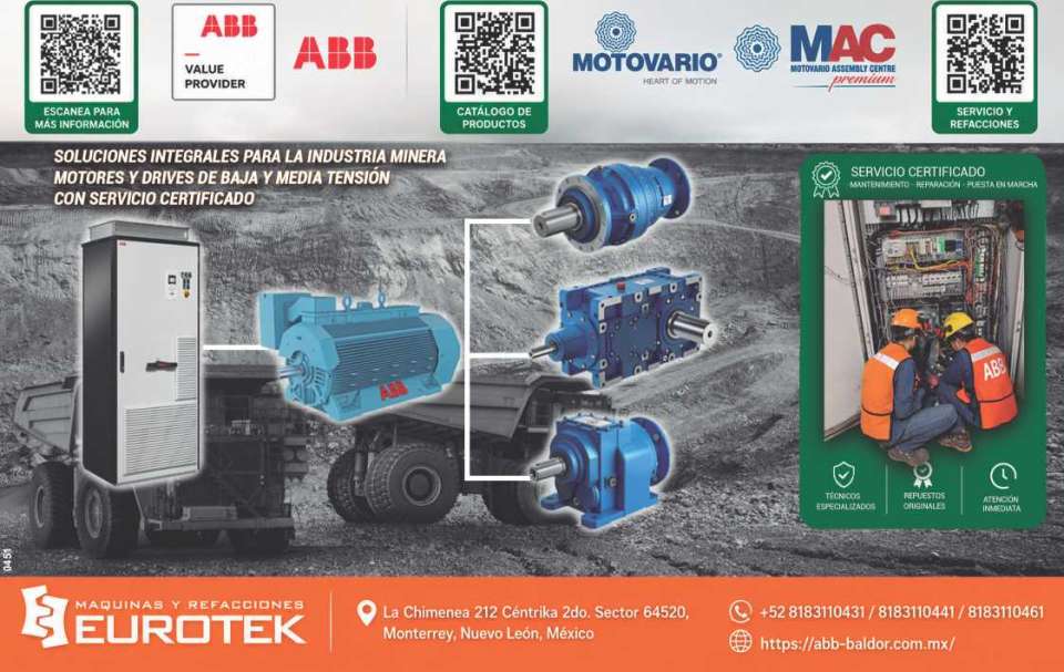Soluciones Integrales para la Industria Minera, Motores y Drives de baja y media tension con servicio certificado. Servicio y Refacciones. ABB, MOTOVARIO, MAC MOTOVARIO ASSEMBLY CENTRE. Soluciones Integrales para la Industria Minera, Motores y Drives de baja y media tension con servicio certificado. Servicio y Refacciones. ABB, MOTOVARIO, MAC MOTOVARIO ASSEMBLY CENTRE.