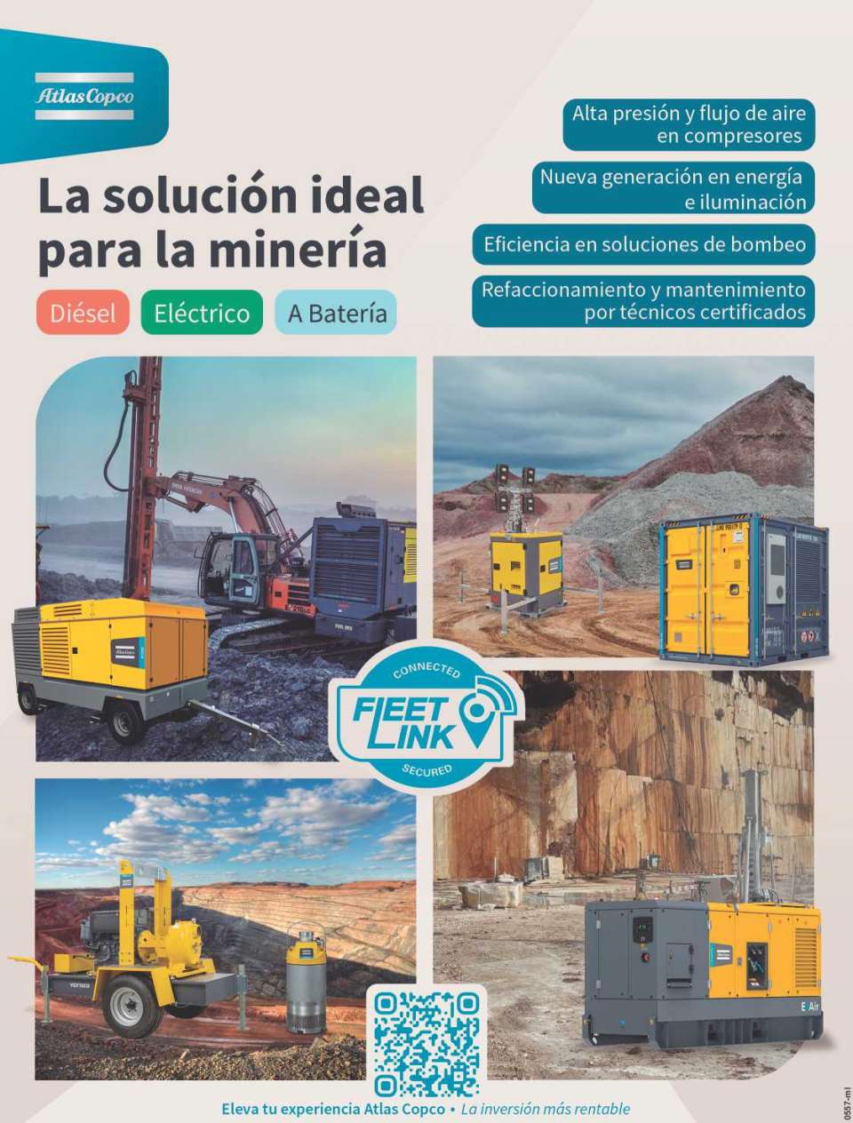 La solucion ideal para la mineria: Diesel, Electrico, A Bateria. Alta presion y flujo de aire en compresores. Nueva generacion en energia e iluminacion. Eficiencia en soluciones de bombeo. La solucion ideal para la mineria: Diesel, Electrico, A Bateria. Alta presion y flujo de aire en compresores. Nueva generacion en energia e iluminacion. Eficiencia en soluciones de bombeo.